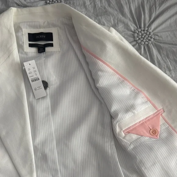 J. Crew White Parke Linen Blazer with Pink Accents-NWT - Picture 3 of 5